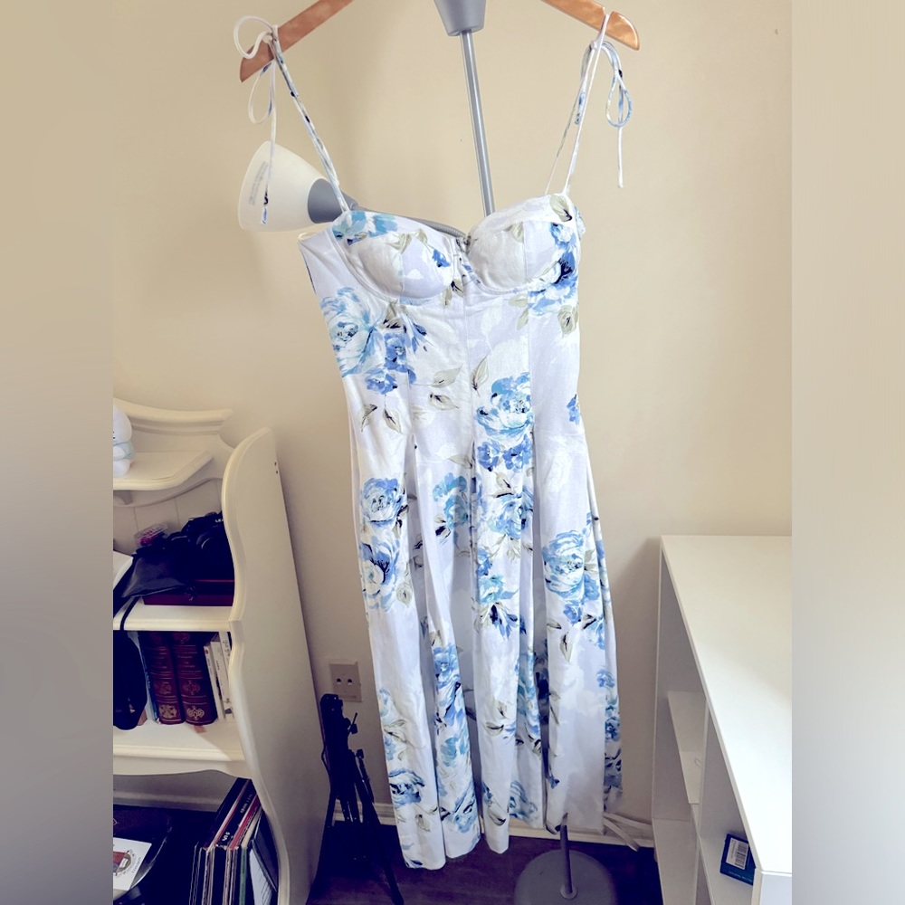 Blue and white floral dress